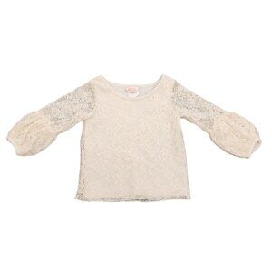 Toddler Girls Just Peachy Lace Boho Hippie Blouse Shirt Top 3T Cream Bubble Slee